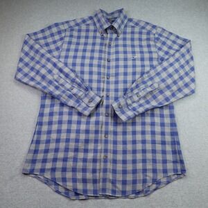 Vineyard Vines Shirt Mens M Blue Gray Gingham Slim Fit Whale Button Up